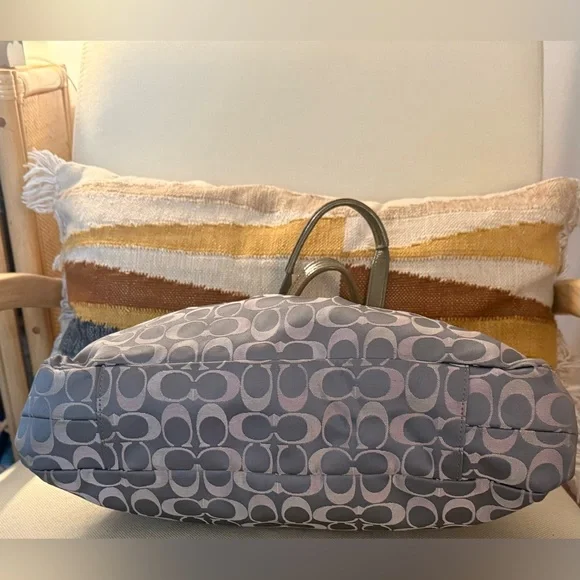 Coach Ashley Signature Sateen Large Satchel Bag Gray Khaki F18450 - Picture 7 of 15